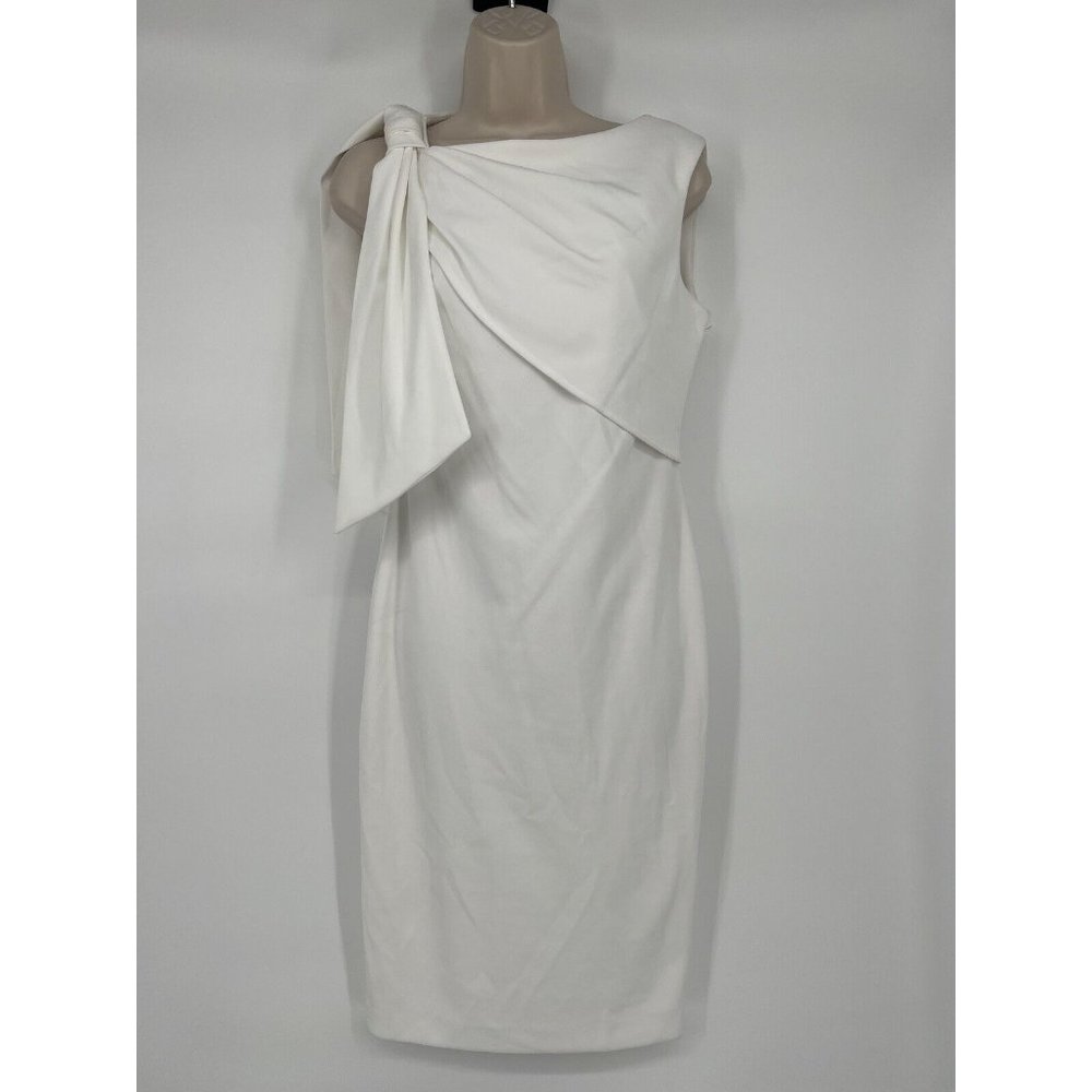 Women’s Calvin Klein Draped Shoulder Sleeveless Sheath Dress White Size 4